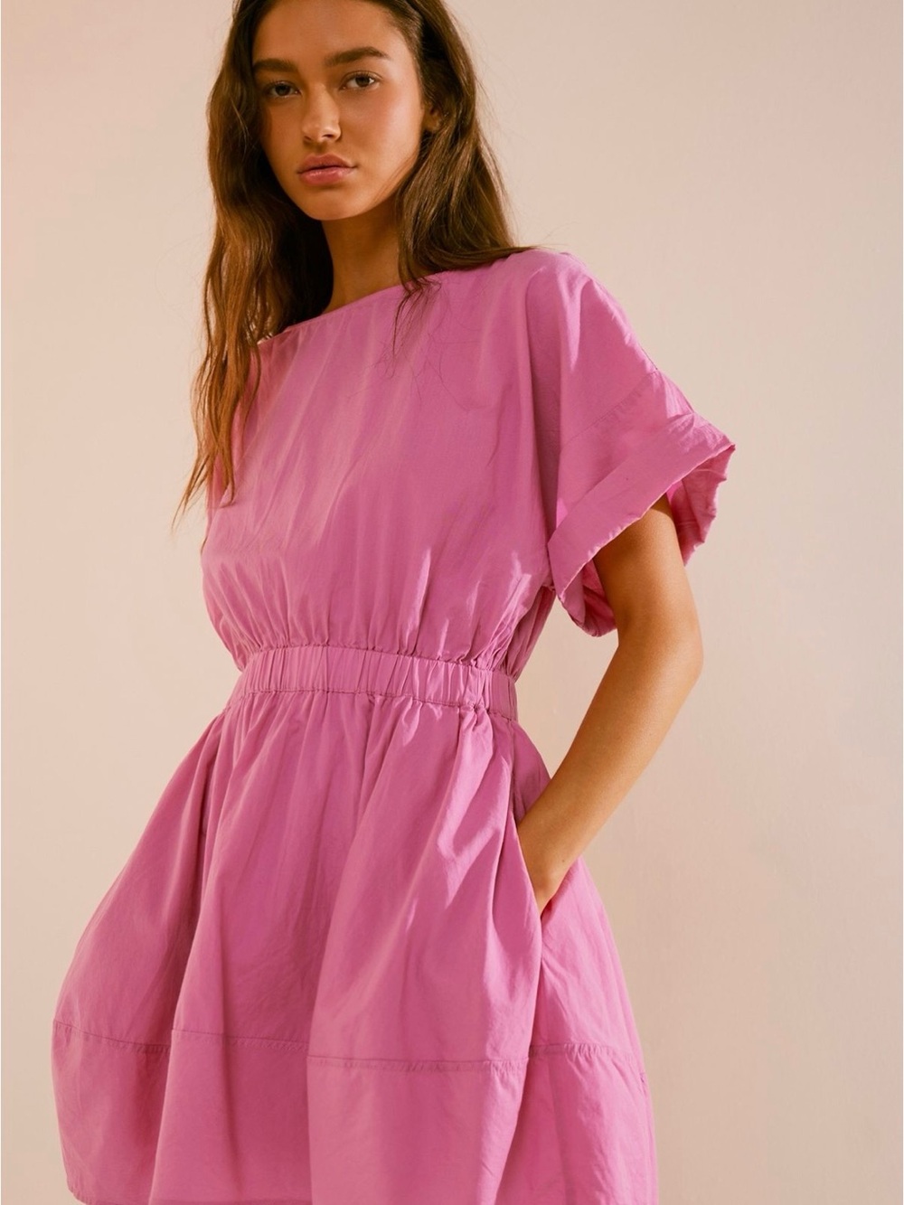 Free People Full-Time Fun Mini Dress in Pink